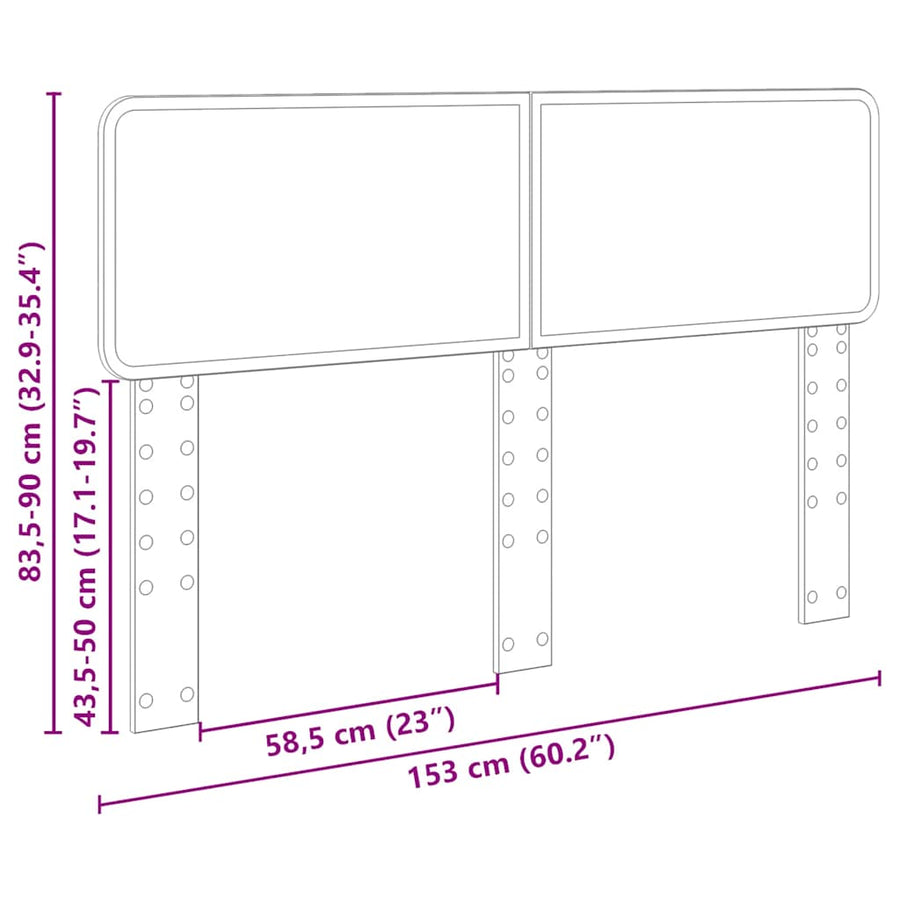 Hoofdbord met hoofdeinde Beton Grijs 150 cm Bewerkt hout