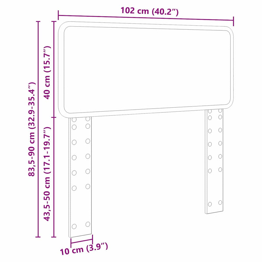 Hoofdbord met hoofdeinde Zwart Eiken 100 cm Bewerkt hout