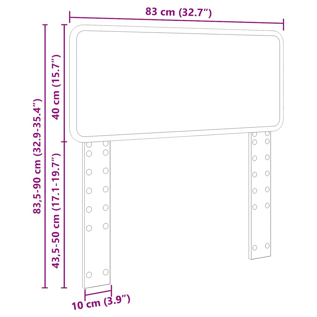 Hoofdbord met hoofdeinde Zwart Eiken 80 cm Bewerkt hout