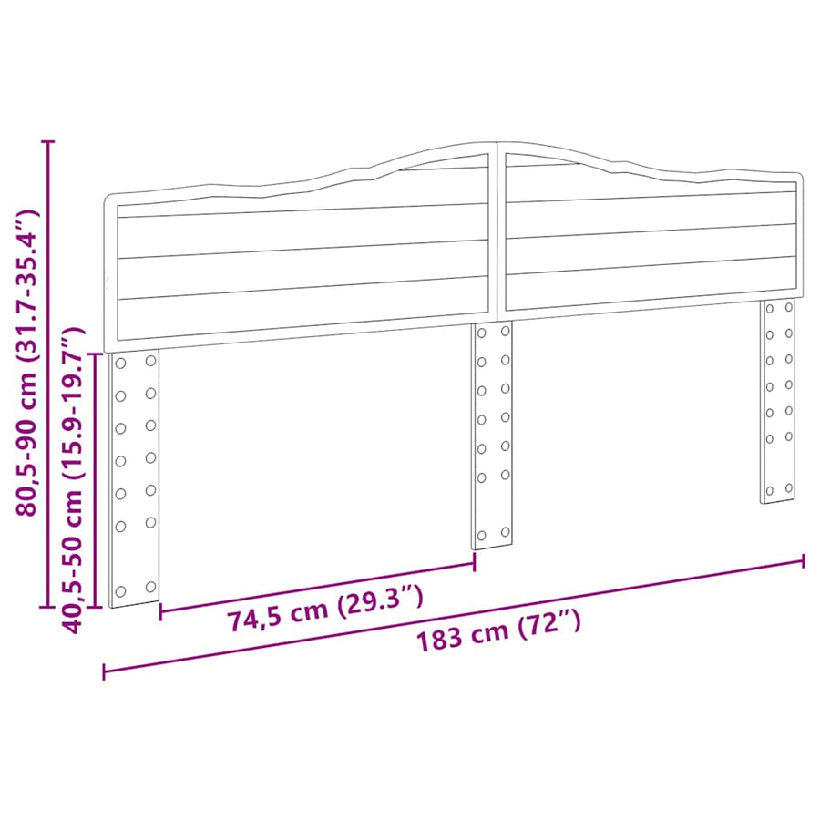 Hoofdbord met hoofdeinde Artisan Eiken 180 cm Bewerkt hout