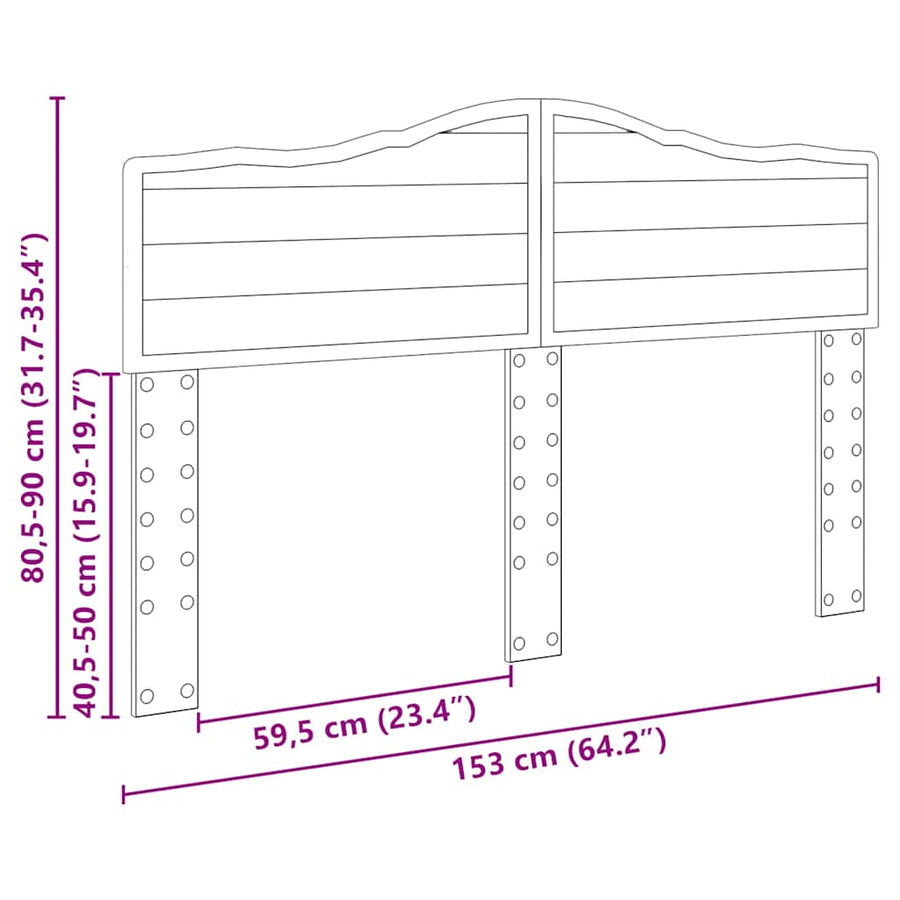Hoofdbord met hoofdeinde Beton Grijs 150 cm Bewerkt hout