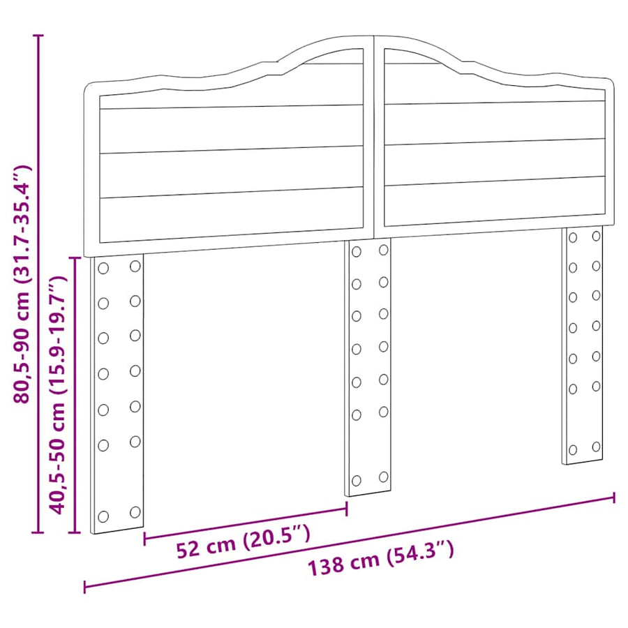 Hoofdbord met hoofdeinde Beton Grijs 135 cm Bewerkt hout