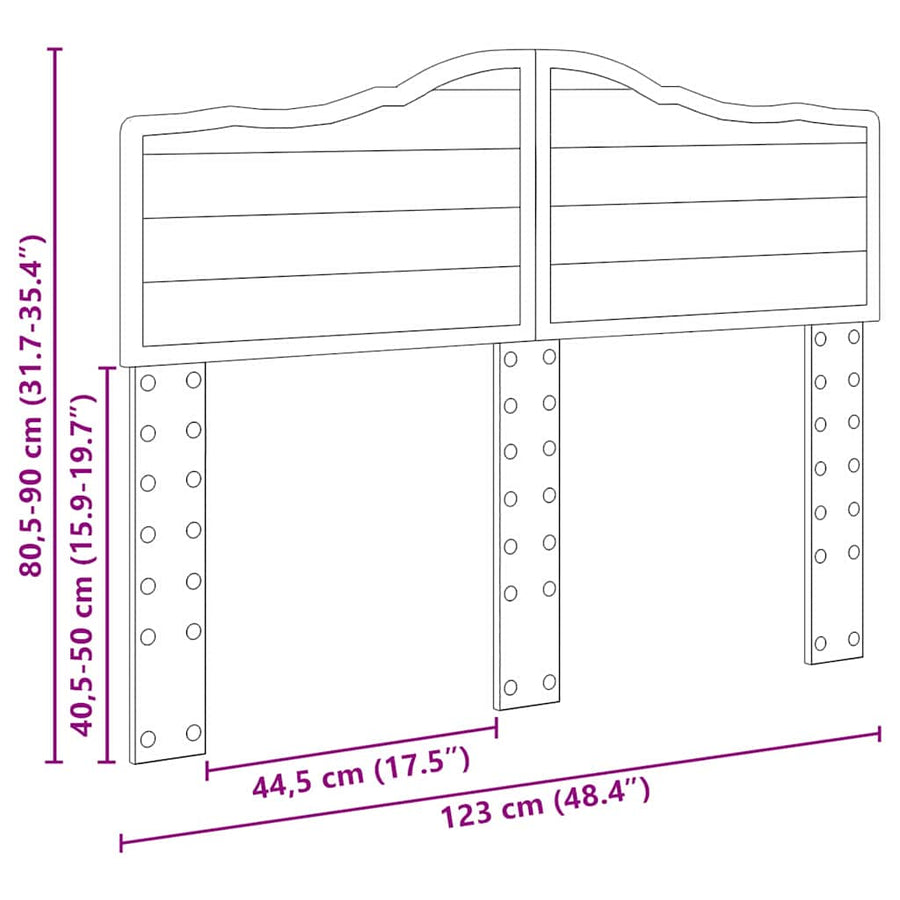 Hoofdbord met hoofdeinde Grijs Sonoma 120 cm Bewerkt hout