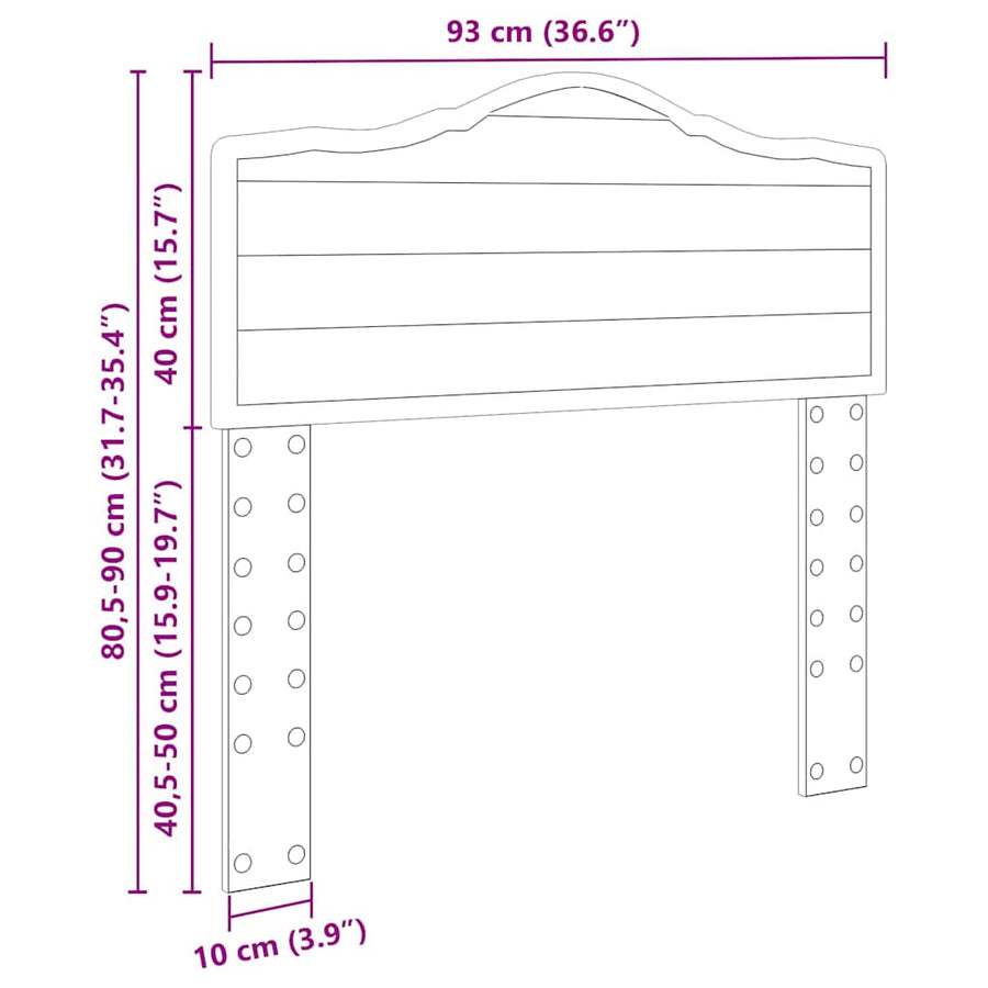 Hoofdbord met hoofdeinde Beton Grijs 90 cm Bewerkt hout