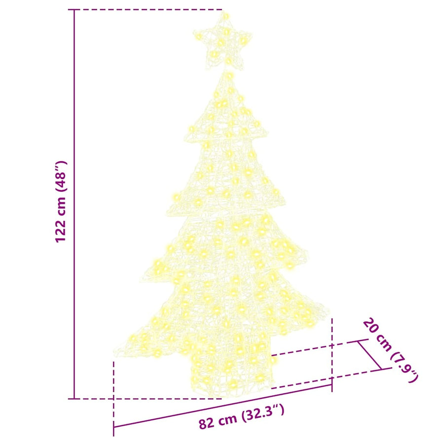 Kerstboom met 100 LED Warmwit 120 cm Acryl