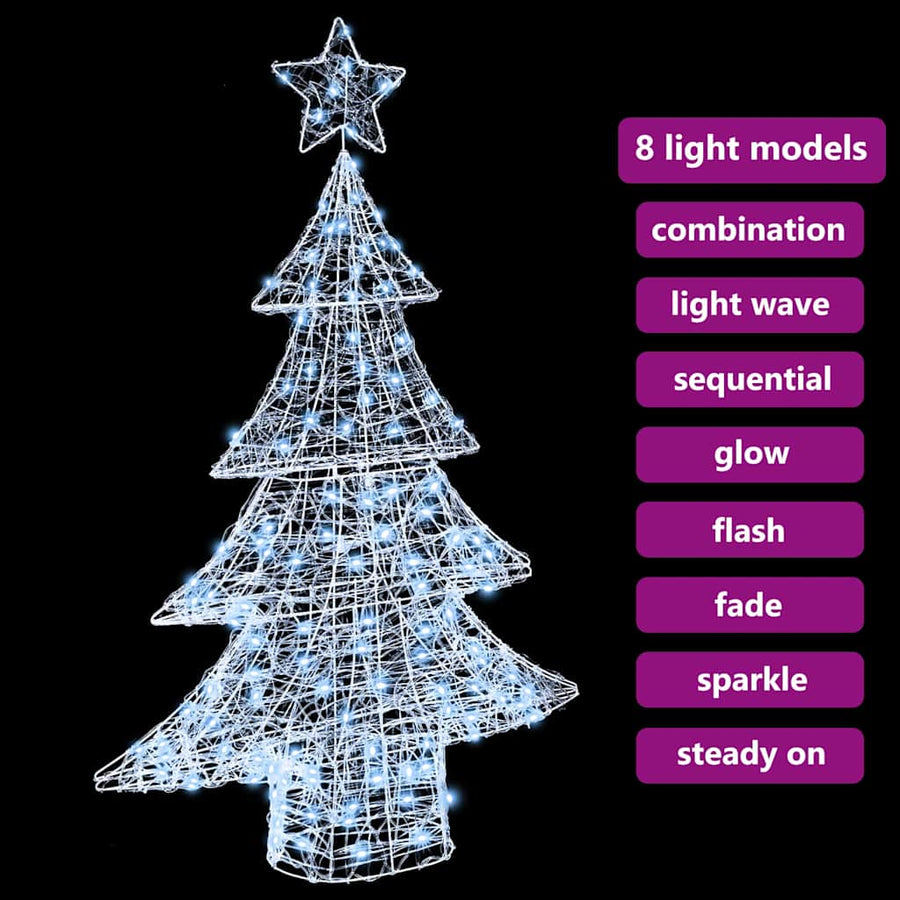 Kerstboom met 100 LED Koudwit 120 cm Acryl