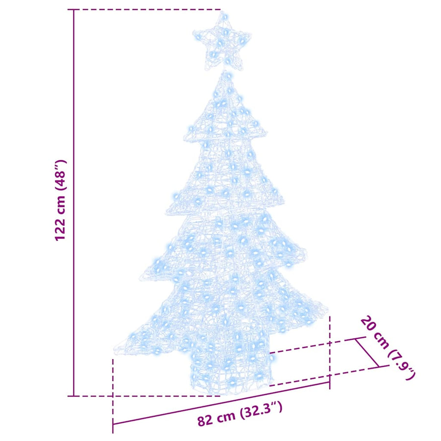 Kerstboom met 100 LED Koudwit 120 cm Acryl
