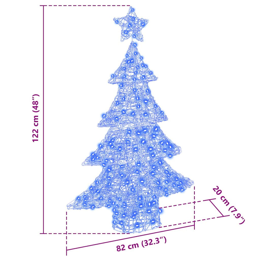 Kerstboom met 100 LED Blauw 120 cm Acryl