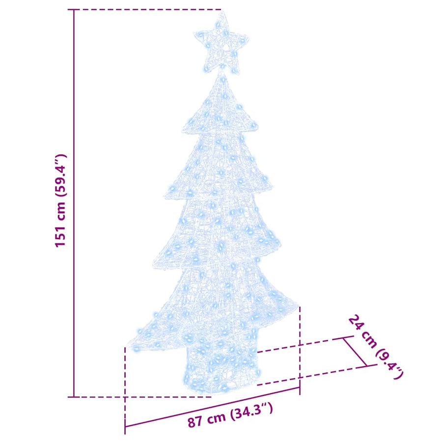 Kerstboom met 160 LED Koudwit 150 cm Acryl