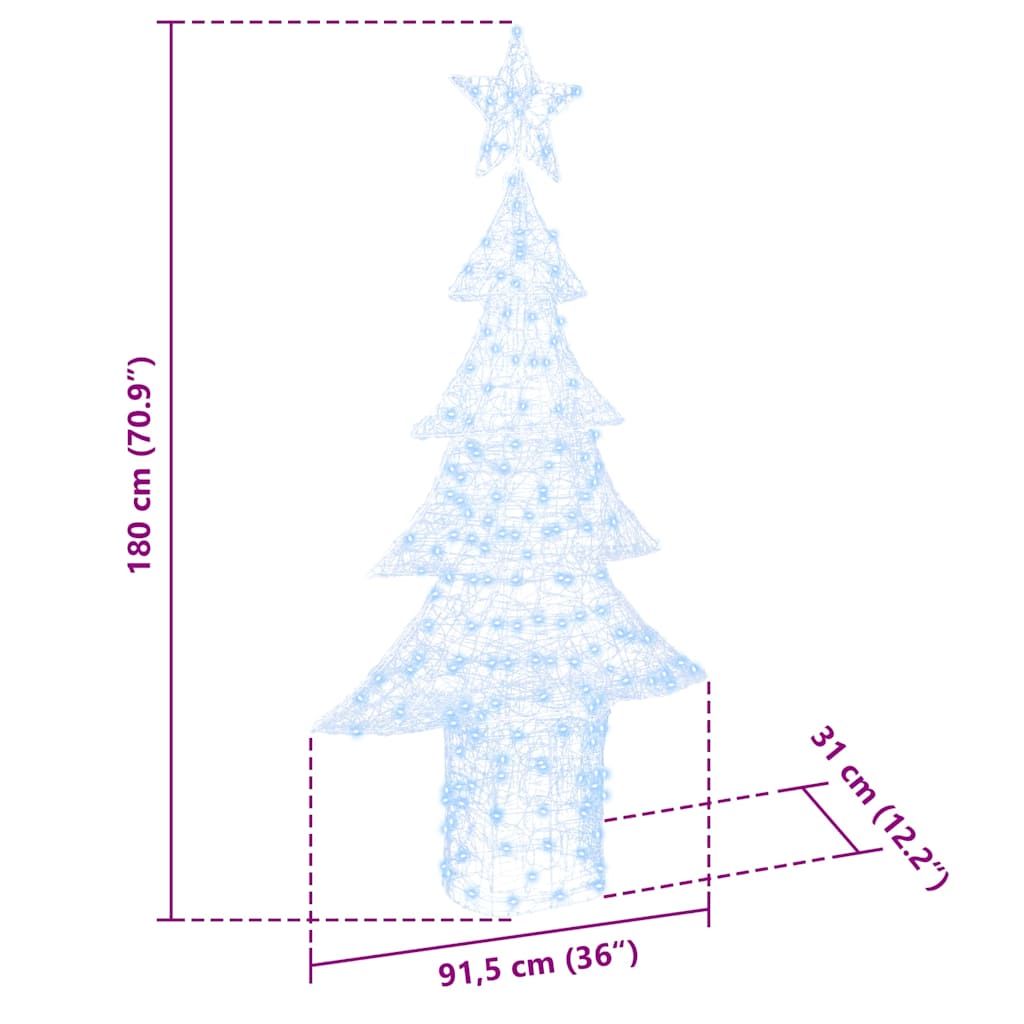 Kerstboom met 240 LED Koudwit 180 cm Acryl