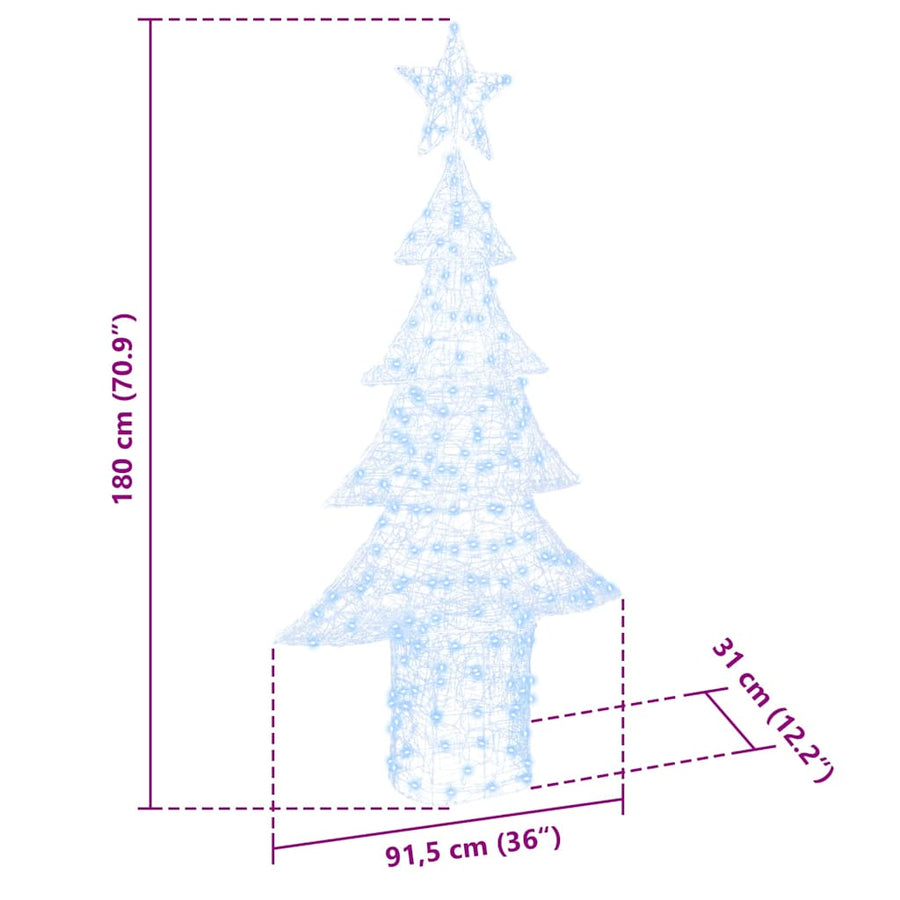 Kerstboom met 240 LED Koudwit 180 cm Acryl