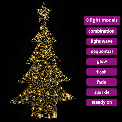 Kerstboom met 120 LED Warmwit 120 cm Rattan