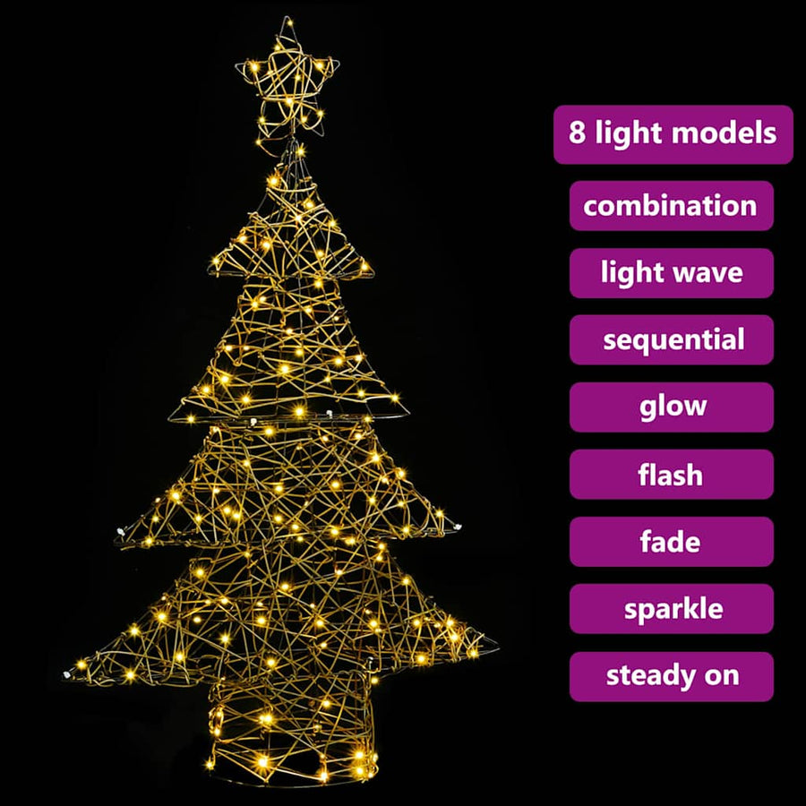 Kerstboom met 120 LED Warmwit 120 cm Rattan