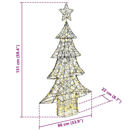 Kerstboom met 160 LED Warmwit 150 cm Rattan