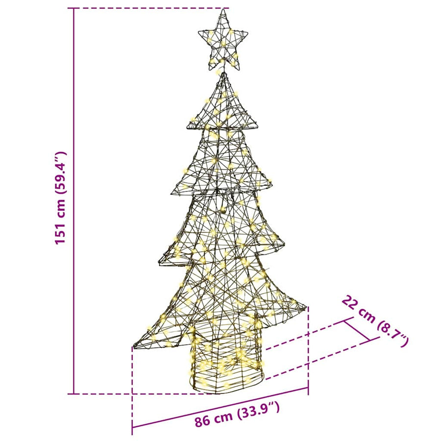 Kerstboom met 160 LED Warmwit 150 cm Rattan