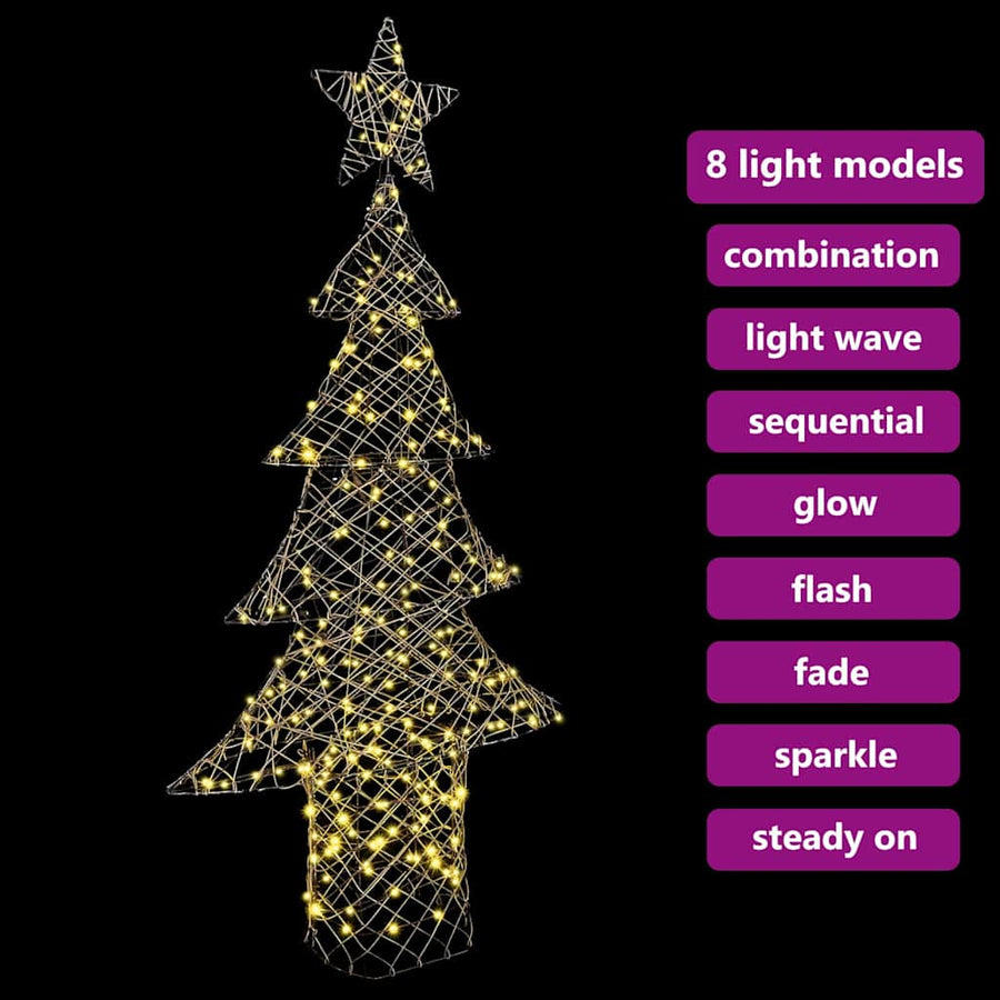 Kerstboom met 240 LED Warmwit 180 cm Rattan