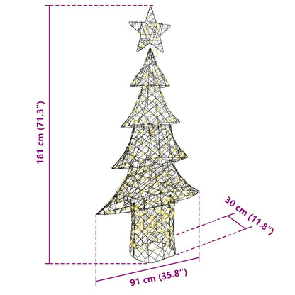 Kerstboom met 240 LED Warmwit 180 cm Rattan