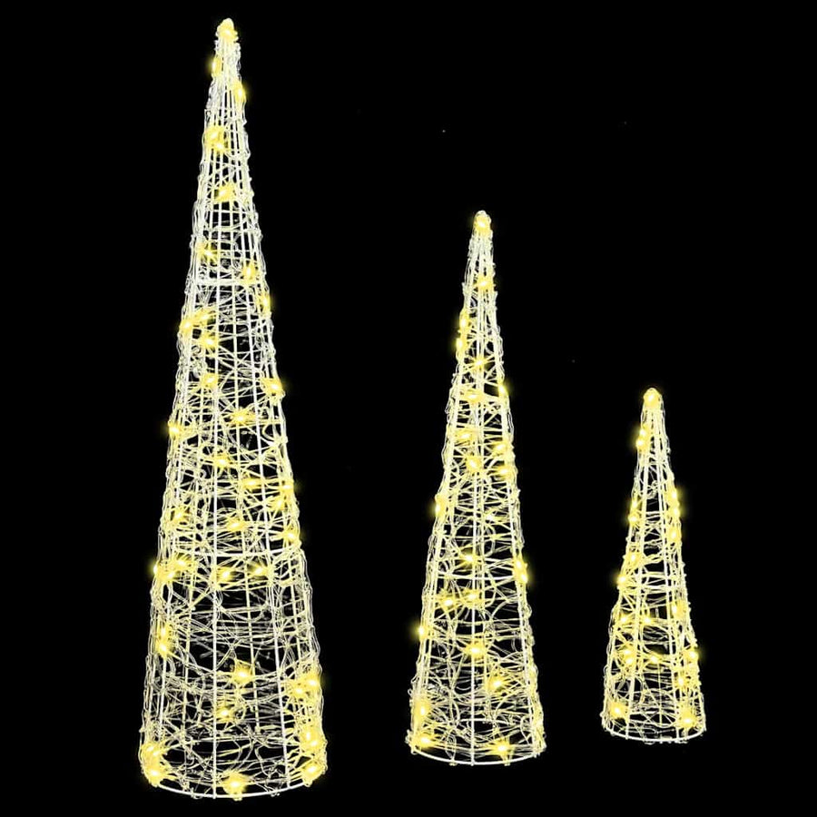 Kerstboom met 90 LED 3 pcs Warmwit 40 cm 60 cm 80 cm Acryl