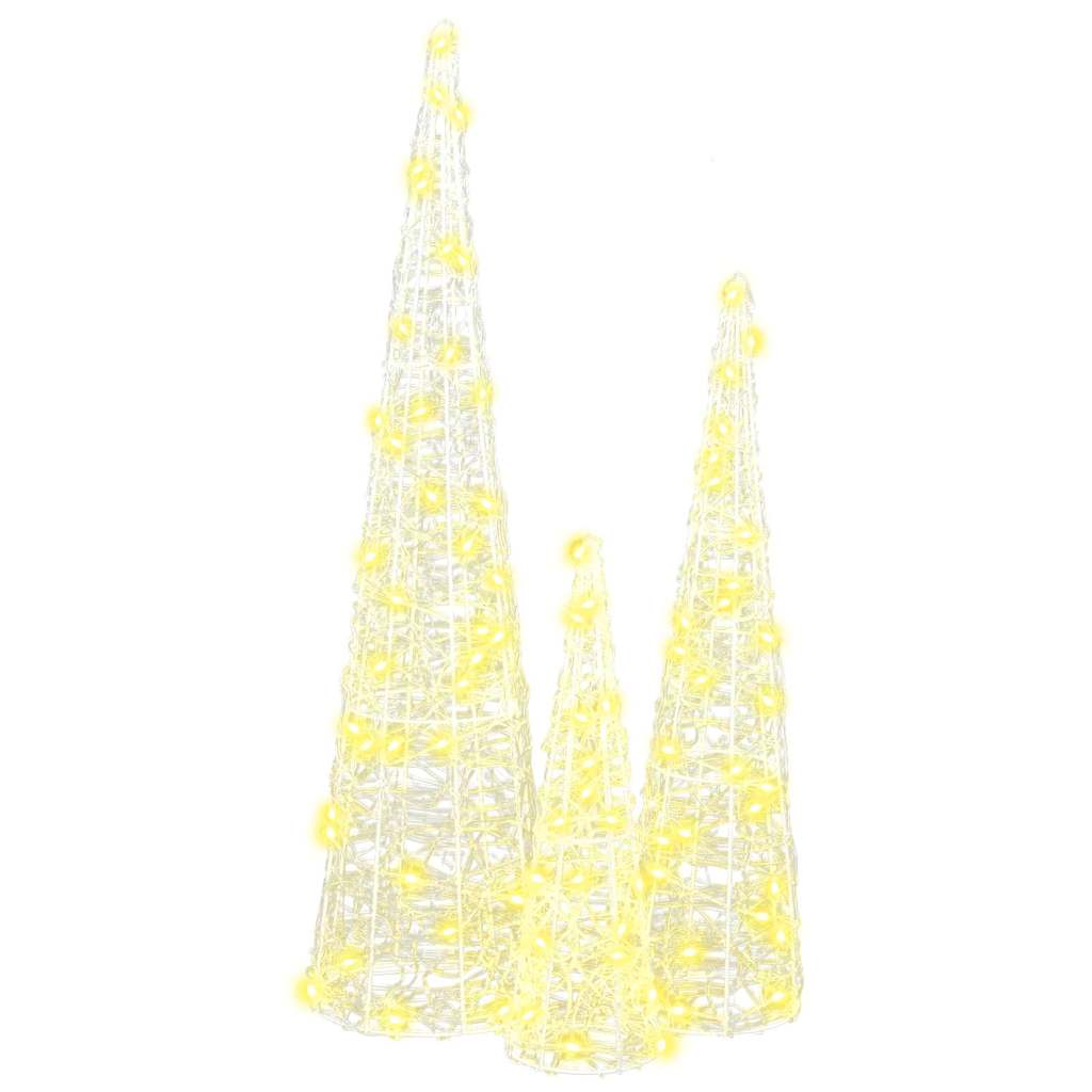 Kerstboom met 90 LED 3 pcs Warmwit 40 cm 60 cm 80 cm Acryl