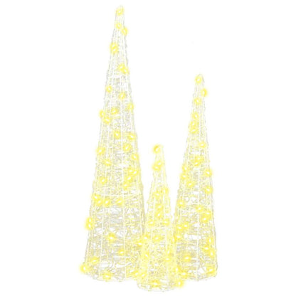 Kerstboom met 90 LED 3 pcs Warmwit 40 cm 60 cm 80 cm Acryl
