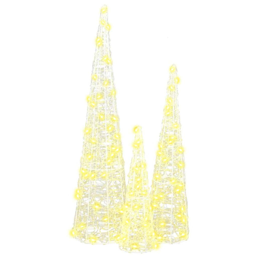Kerstboom met 90 LED 3 pcs Warmwit 40 cm 60 cm 80 cm Acryl