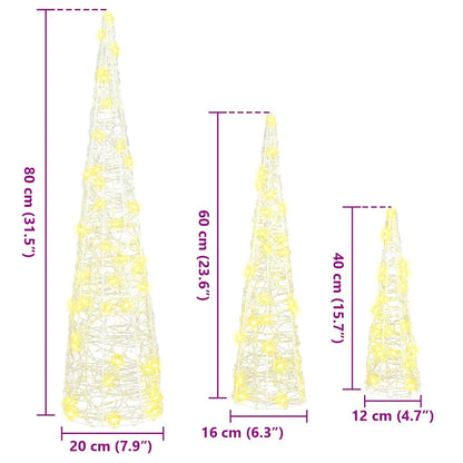 Kerstboom met 90 LED 3 pcs Warmwit 40 cm 60 cm 80 cm Acryl