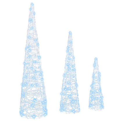 Kerstboom met 90 LED 3 pcs Koudwit 40 cm 60 cm 80 cm Acryl