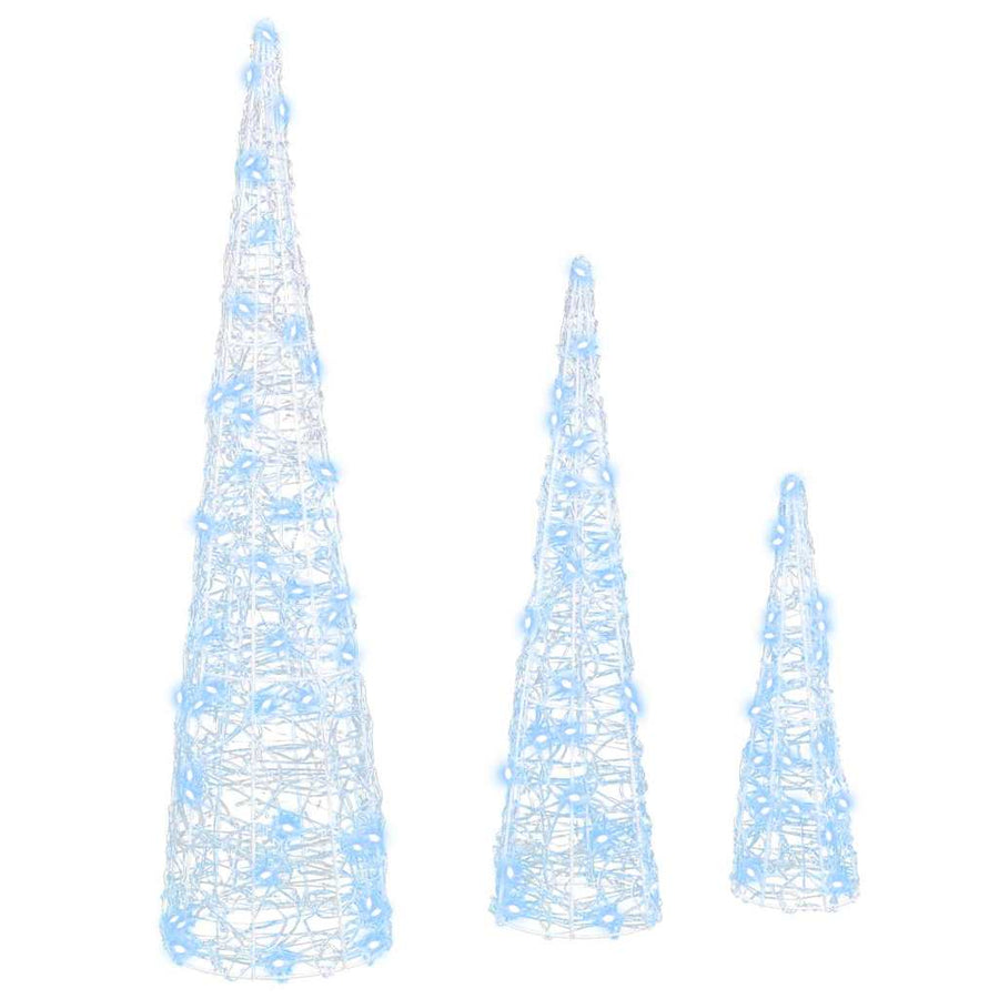 Kerstboom met 90 LED 3 pcs Koudwit 40 cm 60 cm 80 cm Acryl
