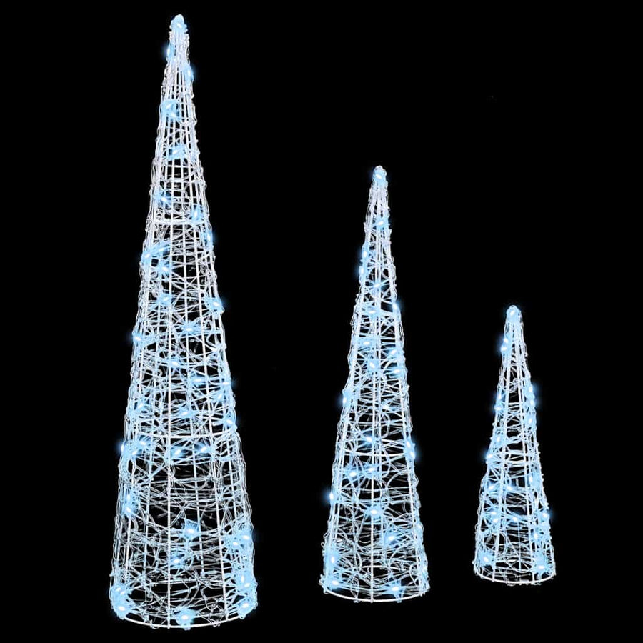 Kerstboom met 90 LED 3 pcs Koudwit 40 cm 60 cm 80 cm Acryl