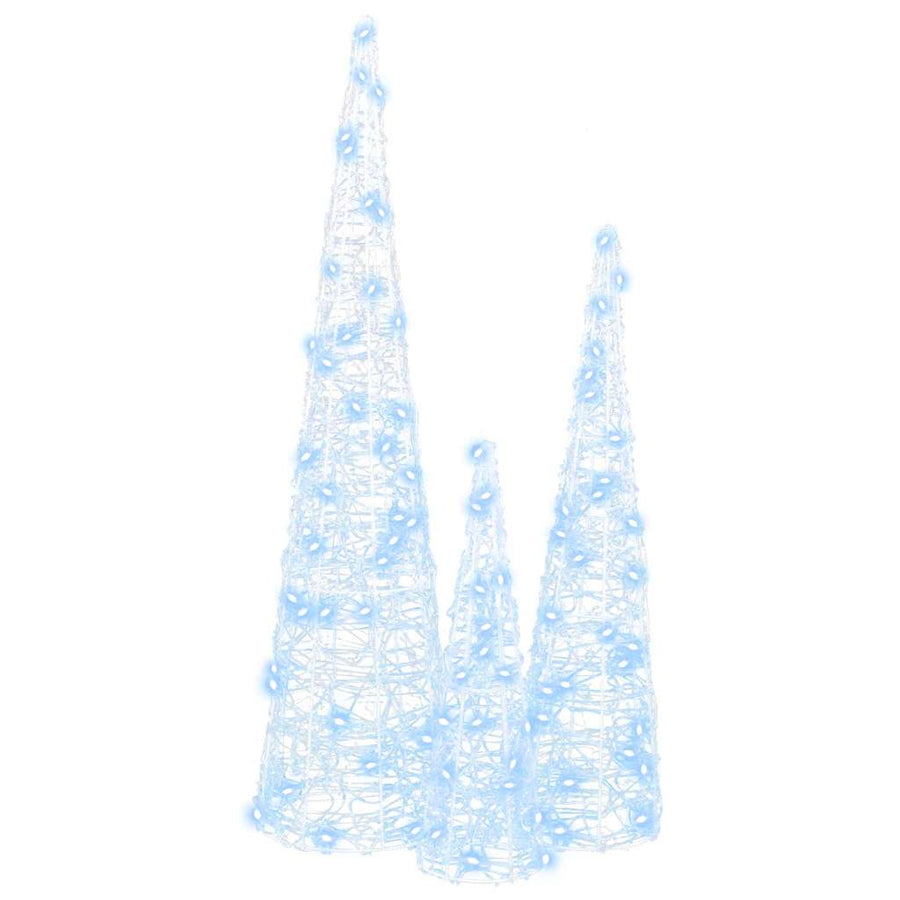 Kerstboom met 90 LED 3 pcs Koudwit 40 cm 60 cm 80 cm Acryl