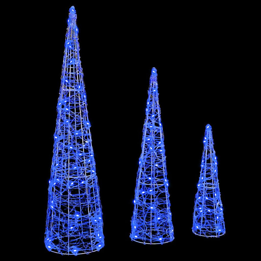 Kerstboom met 90 LED 3 pcs Blauw 40 cm 60 cm 80 cm Acryl