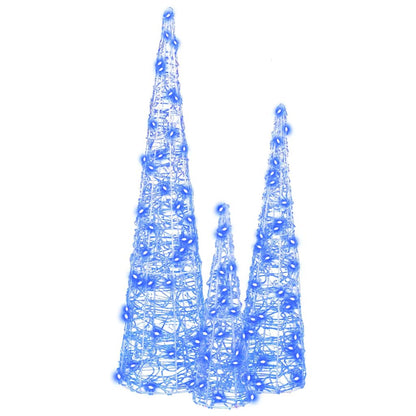 Kerstboom met 90 LED 3 pcs Blauw 40 cm 60 cm 80 cm Acryl