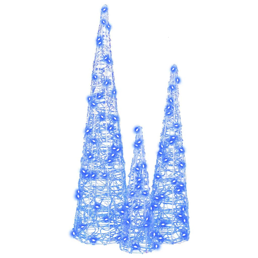 Kerstboom met 90 LED 3 pcs Blauw 40 cm 60 cm 80 cm Acryl