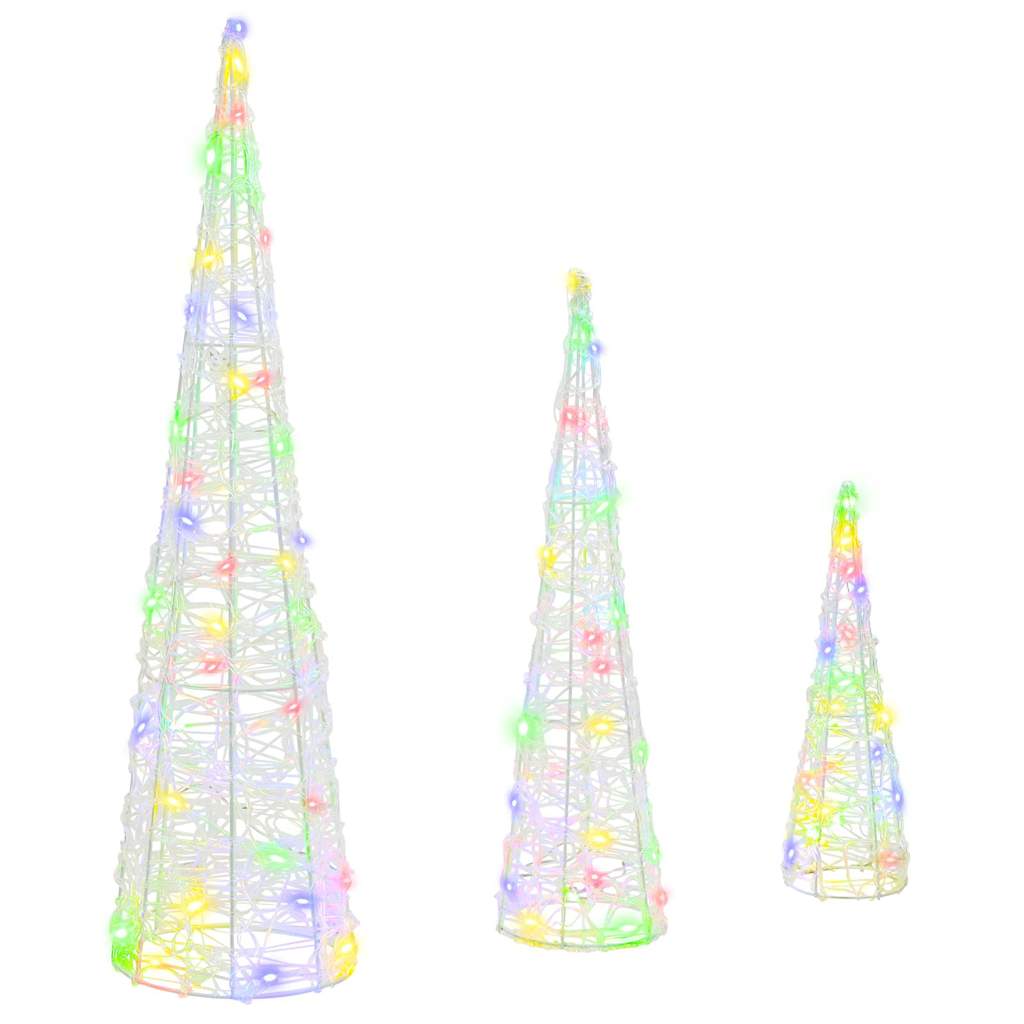 Kerstboom met 90 LED 3 pcs Multikleur 40 cm 60 cm 80 cm Acryl