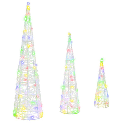 Kerstboom met 90 LED 3 pcs Multikleur 40 cm 60 cm 80 cm Acryl