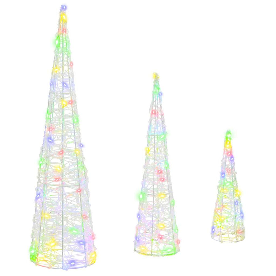 Kerstboom met 90 LED 3 pcs Multikleur 40 cm 60 cm 80 cm Acryl