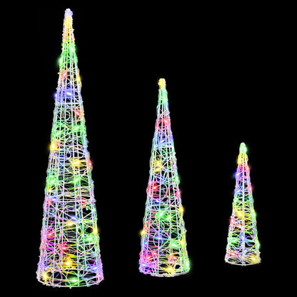 Kerstboom met 90 LED 3 pcs Multikleur 40 cm 60 cm 80 cm Acryl