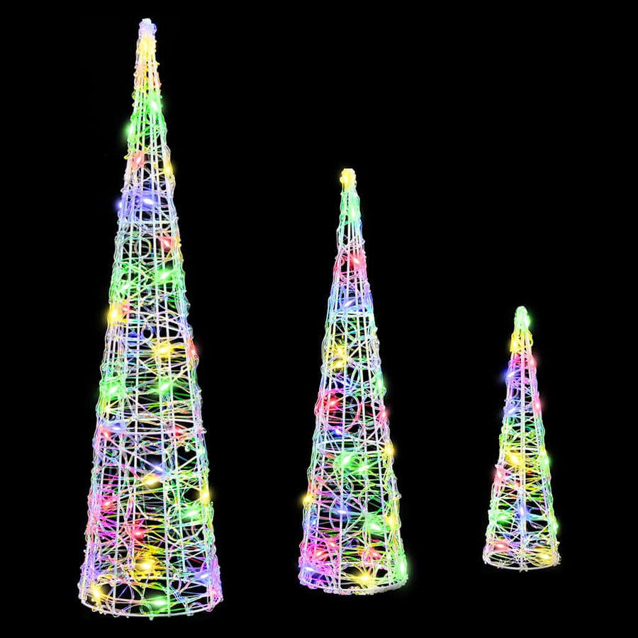 Kerstboom met 90 LED 3 pcs Multikleur 40 cm 60 cm 80 cm Acryl
