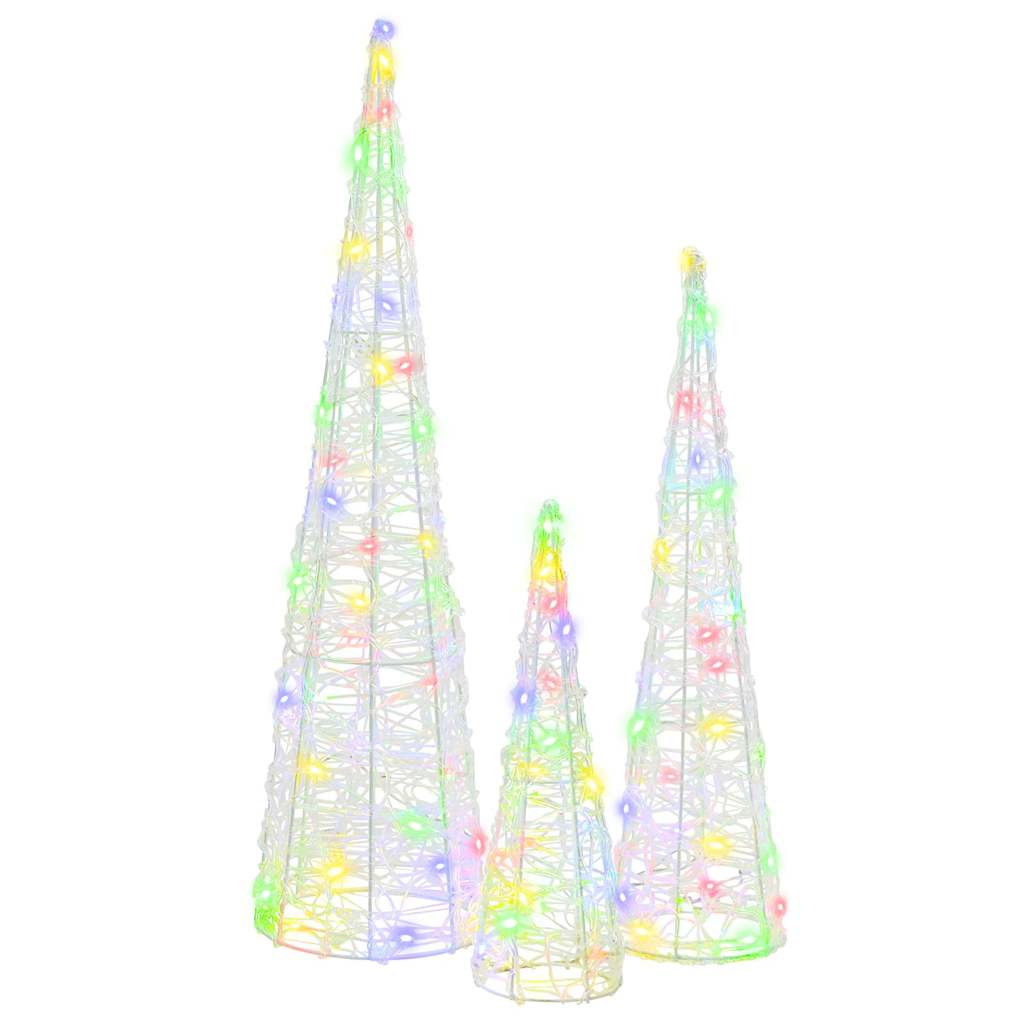 Kerstboom met 90 LED 3 pcs Multikleur 40 cm 60 cm 80 cm Acryl