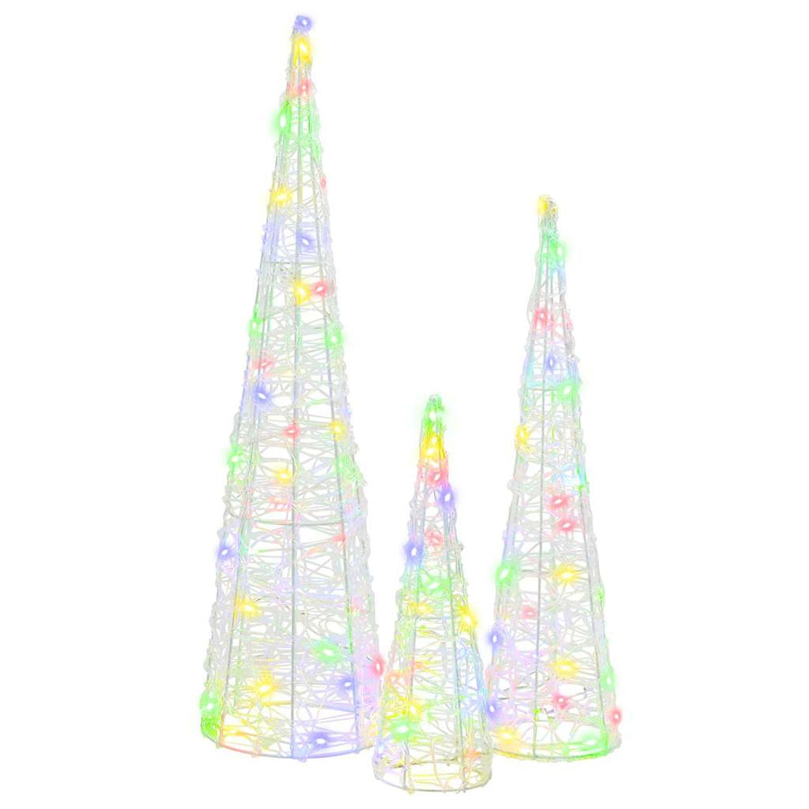 Kerstboom met 90 LED 3 pcs Multikleur 40 cm 60 cm 80 cm Acryl