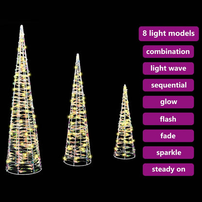 Kerstboom met 90 LED 3 pcs Warmwit 40 cm 60 cm 80 cm PET