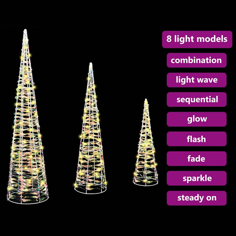 Kerstboom met 90 LED 3 pcs Warmwit 40 cm 60 cm 80 cm PET