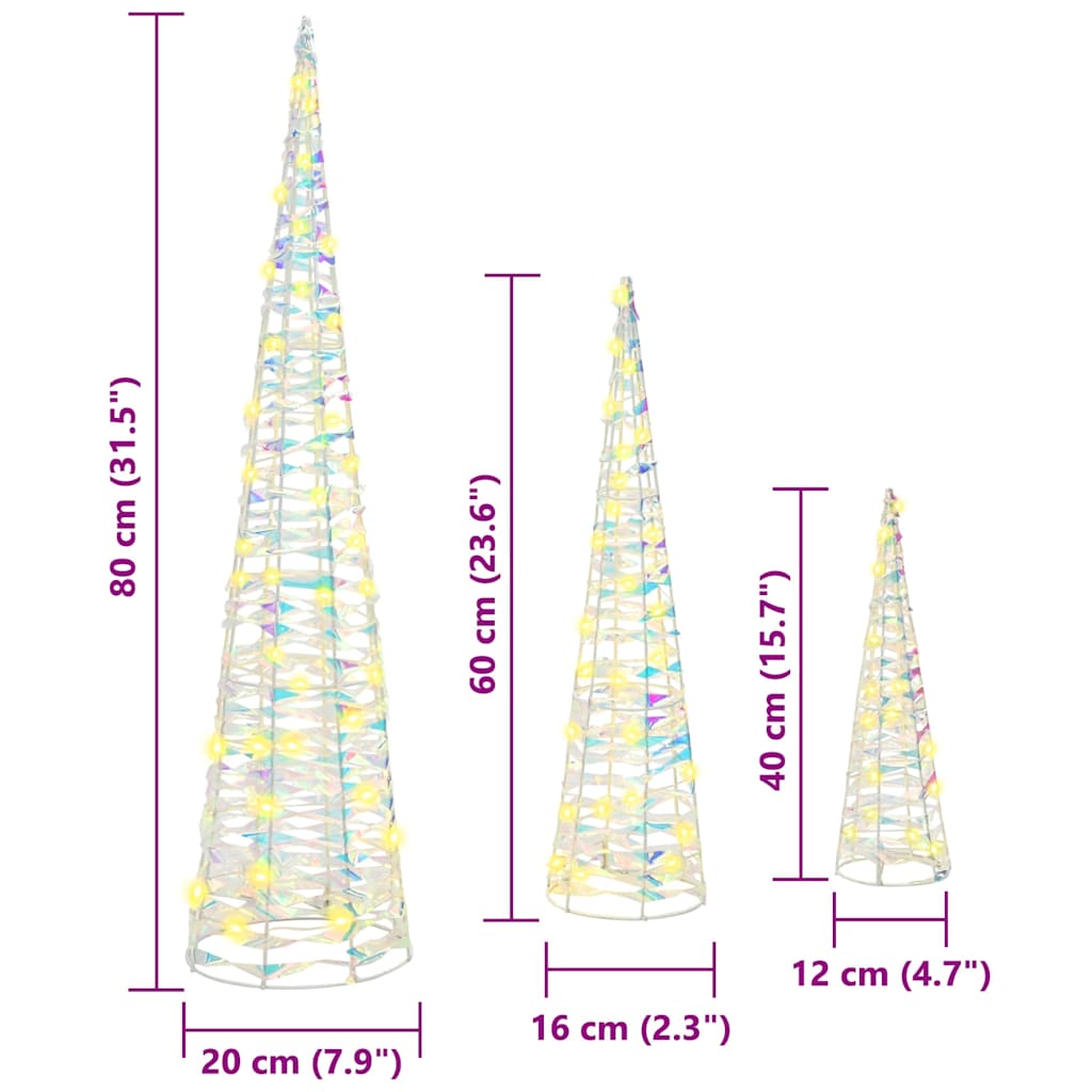 Kerstboom met 90 LED 3 pcs Warmwit 40 cm 60 cm 80 cm PET