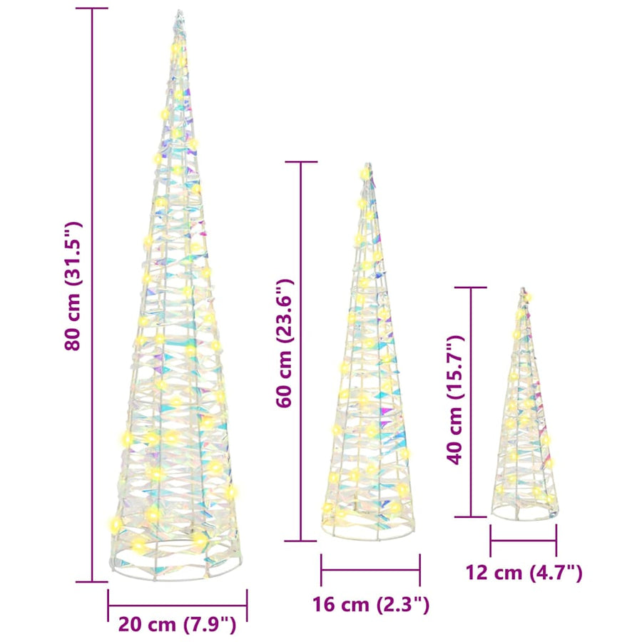 Kerstboom met 90 LED 3 pcs Warmwit 40 cm 60 cm 80 cm PET