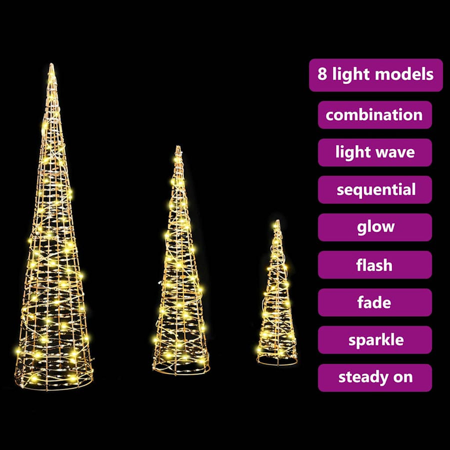 Kerstboom met 90 LED 3 pcs Warmwit 40 cm 60 cm 80 cm PET