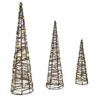 Christmas tree with 90 LED 3 pcs Warm white 20 x 20 x 80 cm Rattan