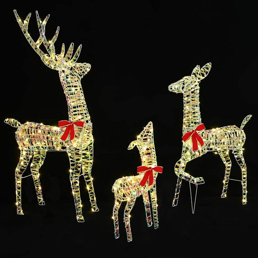 Rendier Familie 3 pcs Warmwit 128 cm PET