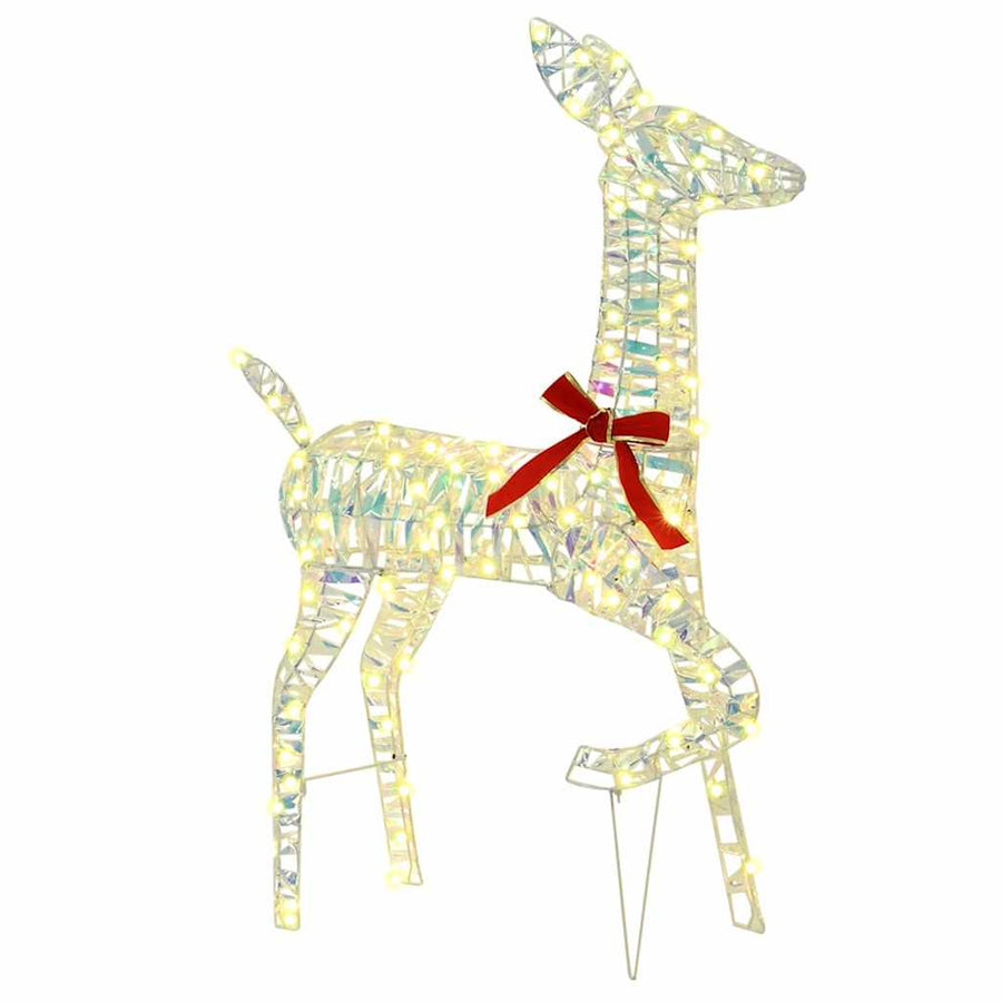 Rendier Familie 3 pcs Warmwit 128 cm PET