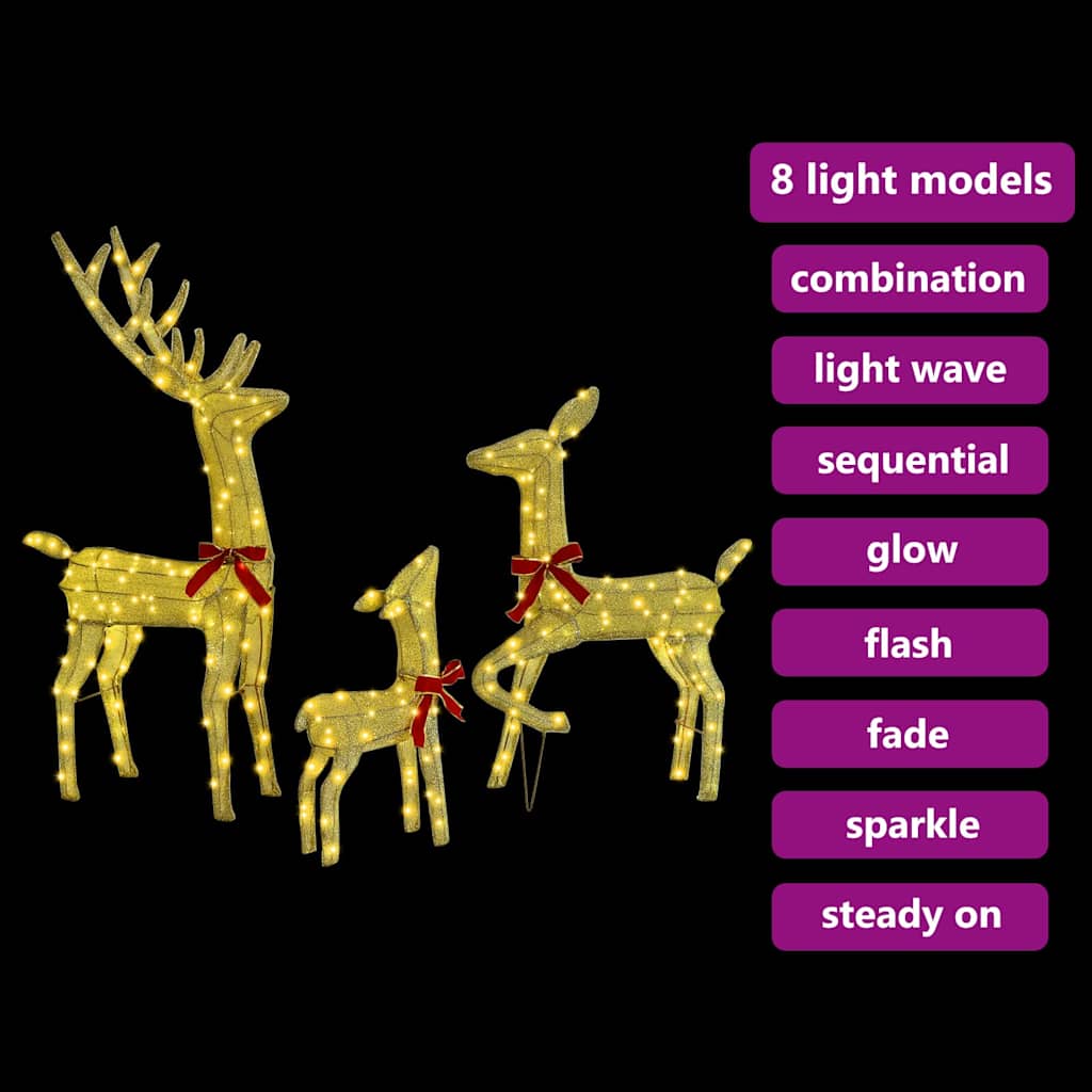 Rendierfamilie 3 pcs Warmwit 68 x 26 x 127 cm Stof