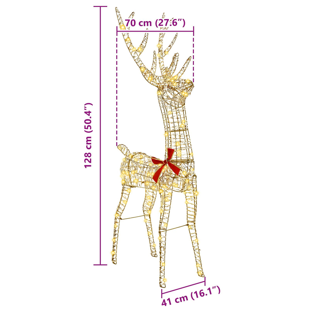 3D Rendier 140 LED's Warmwit 128 cm PET